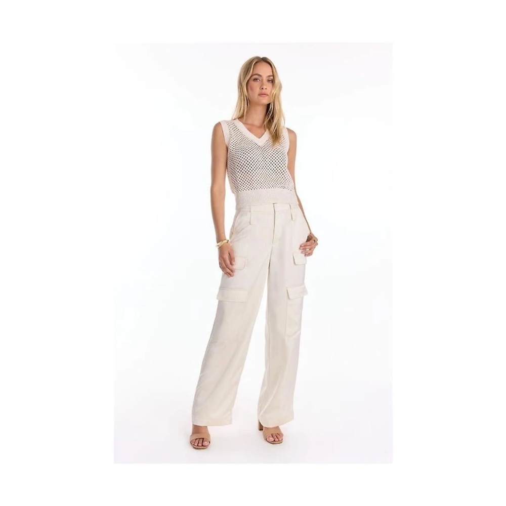 ✨ The Noli Shop Addison Sequin Crochet Top – Pearl, Size L, LIKE NEW
